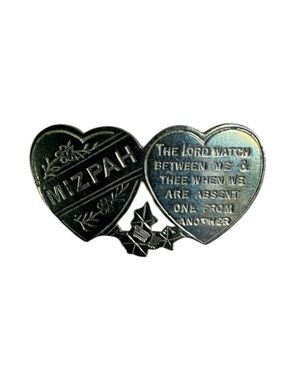 Mizpah Heart Brooch Antique Gold Pin The Lord Watch Between Me And Thee